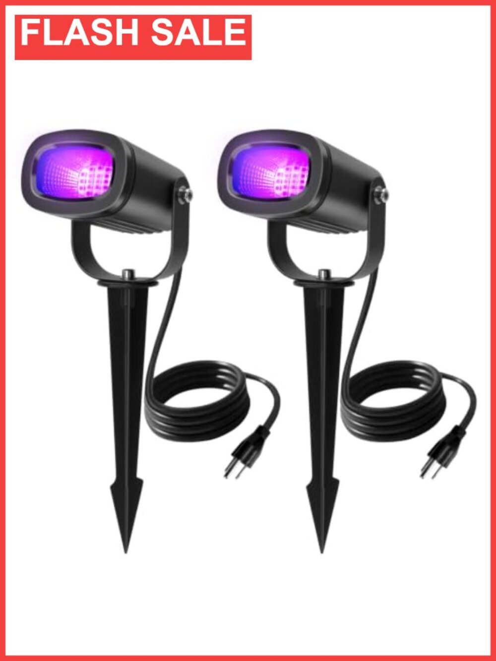 15W LED Blacklight Spotlight IP65 Waterproof Outdoor 2 Pack